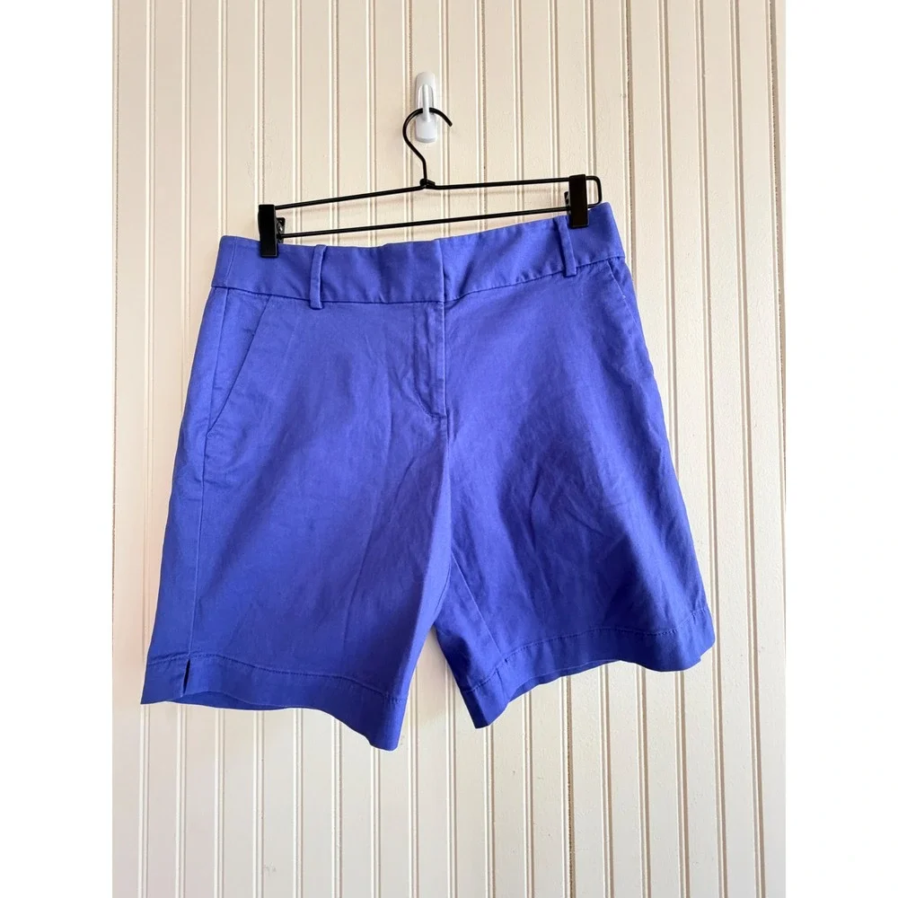 LOFT Blue Chino Shorts Size 6‎ Cotton Stretch Flat Front Casual Summer